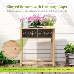 Fioriera Rialzata in Legno Massello di Abete con Tavolino Laterale Pieghevole, Contenitore per Piante Fai-da-te Verniciabile per Erbe Aromatiche, Forniture da Giardino - Product Image 5