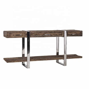 Mesa de Consola de madera de ferrocarril de acero inoxidable, con 3 cajones y estante - Product Image 2