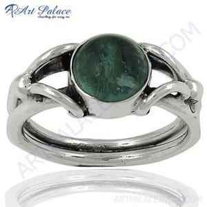 Fashionable Women's <b>Emerald</b> Cut Natural Gemstone <b>Silver</b> Wedding <b>Ring</b> - Product Image 3