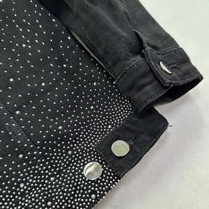 High Quality Men's Custom Outdoor Denim <b>Jacket</b> 100% Cotton Lightweight Windproof New Design Stand Collar Denim <b>Rhinestone</b> <b>Jacket</b> - Product Image 6