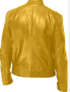 เสื้อแจ็คเก็ตหนังผู้ชายสำหรับฤดูใบไม้ร่วงและฤดูหนาว สวมใส่สบาย เนื้อผ้านุ่ม คอตั้ง ตกแต่งลวดลาย ระบายอากาศได้ดี ดีไซน์น้ำหนักเบา - Product Image 2