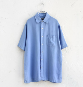 Chemise Kurta en coton bleu clair pour homme, coupe ample décontractée, manches courtes, style été Inde Pakistan - Product Image 1