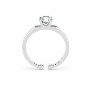 Anillo de Compromiso de Oro Blanco con Diamante Redondo, Engaste Clásico, Joyería Fina para Mujer - Product Image 4