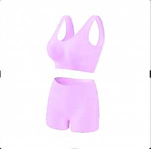 Ensembles de yoga respirants personnalisés rose clair pour femmes, réversibles, grandes tailles, écologiques, sans coutures sur le devant, taille élastique, anti-UV - Product Image 1