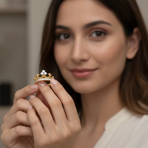 Anillo de Princesa con Corona de Oro de Lujo para Mujer con Diamante Personalizado, Joyería de Alta Calidad para Regalo - Product Image 6