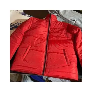 <b>Men's</b> Red <b>Puffer</b> <b>Jacket</b> Casual Winter Zipper Closure Solid Color Nylon Shell Polyester Wadding <b>No</b> <b>Hood</b> - Product Image 4