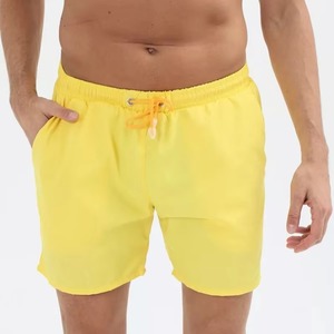 <b>Mens</b> Solid Yellow Swim <b>Trunks</b> Quick Dry Beach Shorts Drawstring Summer Board Shorts OEM Wholesale Swimwear Solid Yellow - Product Image 4