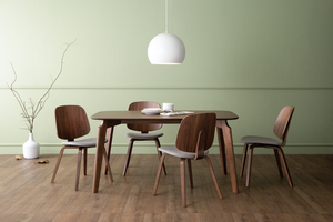 Durable Mid Century <b>Walnut</b> Solid Wood Rectangular Dining <b>Table</b> Rounded Edges Tapered Legs Minimalist Design for Home Dining Room - Product Image 2