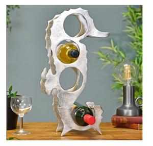 Porte-bouteilles autoportant en aluminium argenté, produit très demandé, avec support décoratif pour bouteilles, finition polie brillante - Product Image 5