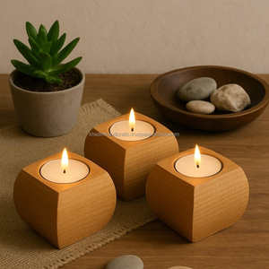 Support rustique en résine et en bois Fusion T-Light conçu pour une décoration intérieure durable et écologique et un éclairage festif - Product Image 3