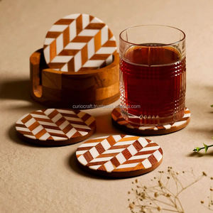 Modern Wooden Square <b>Coasters</b> Set with Leaf Pattern Non-Slip Table Mats for Coffee and Dining Table Decor - Product Image 6