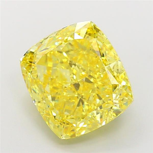 Diamante sintético certificado de corte excelente, color amarillo intenso, VS2, cultivado en laboratorio, forma cojín, suelto. - Product Image 6