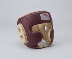 Ensemble de boxe professionnel en cuir DF-BSAmgc1, gants 14 oz, protège-tête, protège-guêtres, lacets, marron/creme, extensible, équipement d'entraînement MMA pour adulte - Product Image 3
