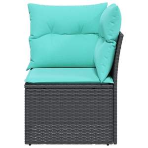 Canapé de jardin compact en rotin PE noir et acier thermolaqué avec mobilier d'extérieur durable en polyester - Product Image 4