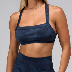 Navy <b>Blue</b> Women Sports <b>Bra</b> Athletic Workout Gym Fitness Seamless Support <b>Bra</b> Top Wholesale Bulk Order OEM ODM Custom Logo - Product Image 2