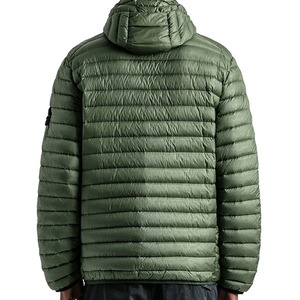Blouson d'hiver décontracté pour homme, vert olive, à capuche, matelassé, coupe-vent, avec fermeture éclair, coupe régulière, couleur unie, avec empiècements - Product Image 4