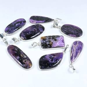 Colgante Unisex de Plata de Ley 925 con Charoita Natural, Diseño Bohemia Paz, Engaste Biselado, Gema Púrpura Hecha a Mano para Mujer - Product Image 3