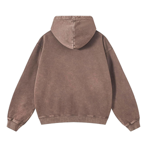 Brown Acid Wash <b>Oversized</b> <b>Hoodie</b> <b>Men</b> Unisex Pullover Sweatshirt Casual Solid Top With Kangaroo Pocket - Product Image 2
