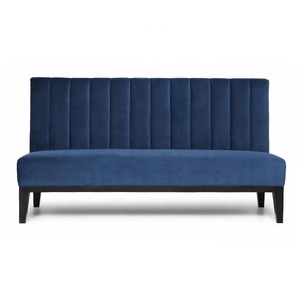 Banquette de restaurant commerciale en velours <span class=keywords><strong>bleu</strong></span>, siège rembourré avec dossier capitonné pour café, bar, hôtel - Product Image 1