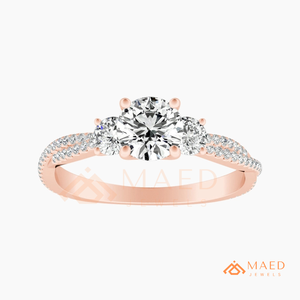 Moissanite Three <b>Stone</b> Ring for Women Rose Gold Engagement Wedding Anniversary Jewelry Elegant Daily Wear Style - Product Image 5