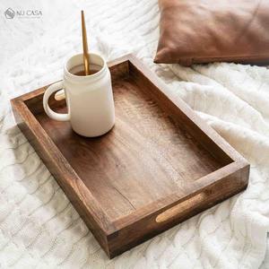 Bandeja de Servir Rústica de Madera Maciza Natural con Acabado Liso para Uso Doméstico y Hotelero Disponible a Buen Precio - Product Image 3
