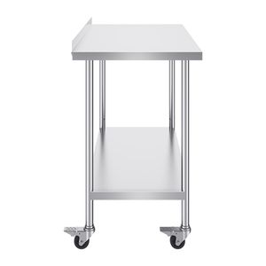 Tavolo da Lavoro Commerciale in Acciaio Inox 24 X 48 X 40 Pollici con Lavello, Banco da Lavoro in Metallo Resistente con Ruote, Tavolo da Lavoro 40 Pollici - Product Image 1