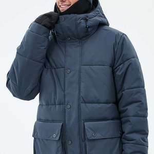 Chaqueta Parka con Capucha Azul Ártico para Hombre, Chaqueta Acolchada, Abrigo de Invierno con Aislamiento Grueso, Ropa de Abrigo Urbana Resistente al Viento con Bolsillo con Solapa - Product Image 3