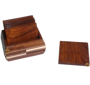 Set of 6 Wooden Drink Coasters for Coffee Mugs Tea Cups <b>Beer</b> Cans Water Glasses-Office & Home Use - Product Image 2