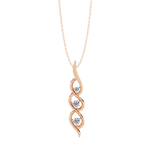 Collier pendentif personnalisé classique à trois pierres en spirale avec diamant de laboratoire, bijou de fiançailles élégant, cadeau tendance unisexe pour soirée - Product Image 1