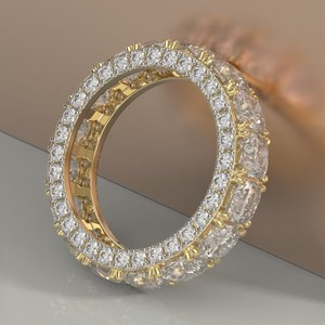 Anillo de Eternidad Completo con Corte Cojín, Anillo de Moissanita de Oro Sólido para Mujer, Anillo de Aniversario, Banda de Eternidad de Moissanita, Banda de Boda para Mujer - Product Image 2