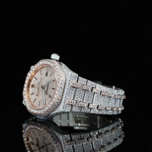 Reloj de Diamantes Moissanite VVS de Doble Tono Estilo Hip Hop de la Mejor Calidad, Personalizado, con Incrustaciones de Diamantes Blancos, Aleación de Oro Rosa, Mecánico, Precio al por Mayor - Product Image 2