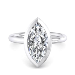 Marquise Moissanite Diamond Bezel Setting Smooth Round Band Romantic Propose Gift <b>925</b> <b>Silver</b> <b>Ring</b> - Product Image 1
