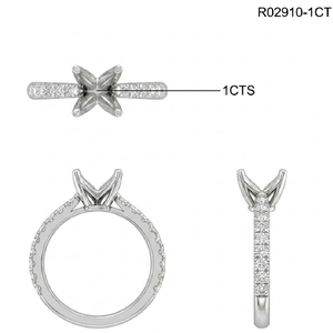 Usine directe 18k or blanc massif 0.41CT diamant naturel bijoux fins classique Semi monture bague de fiançailles femmes - Product Image 6