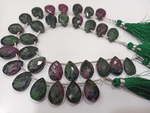 Cuentas de Zoisita Rubí Natural en Forma de Corazón, Verde y Rojo, 10x15mm, Hilo de 8 Pulgadas para la Fabricación de Joyas - Product Image 3