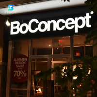 Enseigne LED lumineuse frontale en acier inoxydable, lettres en acrylique 3D éclairées, logo de marque commerciale lumineux pour devanture de magasin