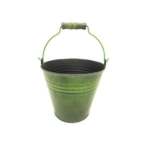 Galvanise Round Garden <b>Bucket</b> With Handle Green Color Finished Smart Garden Planter Garden Accessories - Product Image 1