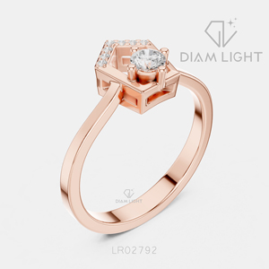Bague de fiançailles géométrique hexagonale en or blanc 14 carats avec diamant de laboratoire rond de 0,146 carat, certifié IGI, couleur F+, clarté VS+ - Product Image 4