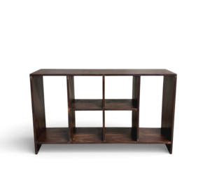 Étagère flottante moderne en bois massif style Pierre Jeanneret, 6 compartiments, durable, pour rangement de livres et dossiers, finition noyer, étagère de présentation - Product Image 1