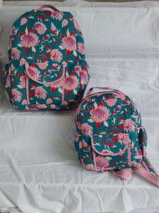 Customized Durable Cotton Women's <b>Backpack</b> Vintage Travel <b>School</b> Bag Zipper Square Indian Fashion Luxury College Set Of Two - Product Image 6
