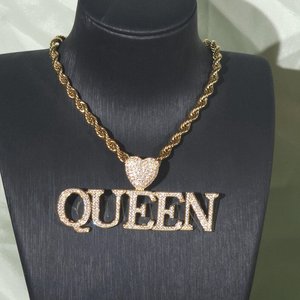 Collier Pendentif Personnalisé avec Initiales Serties de Diamants Moissanite, Style Hip Hop Bling, Bijou Lettre - Product Image 5