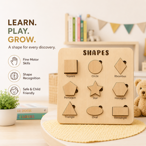 Rompecabezas de Madera de Lujo con Formas para el Aprendizaje y la Educación Temprana de los Niños |   Juguete de Clasificación de Formas Inspirado en Montessori con Corte Láser - Product Image 3