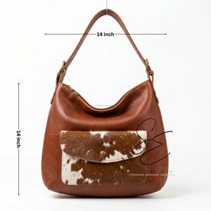 Sac fourre-tout hobo léger en cuir véritable pour femme, sac à bandoulière de luxe en cuir de vachette à poils, personnalisé, pour usage quotidien - Product Image 3