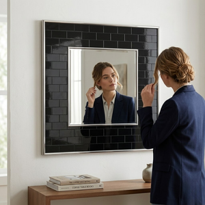 Premium 16 x 16 Inch Resin <b>Mirror</b> | Square Decorative <b>Wall</b> <b>Mirror</b> | Modern Designer Frame for Living Room Bedroom Home Decor - Product Image 3