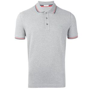 Polo en coton gris à manches courtes pour homme, couleur unie, jersey tricoté décontracté, design anti-plis - Product Image 4