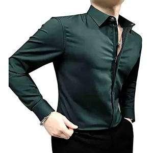 Chemise technique pour homme à col zippé, coupe ajustée, unie, compressée, respirante, écologique, en maille de luxe - Product Image 6