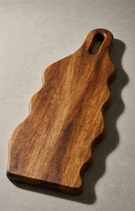 Tabla de cortar de madera de mango ondulada al por mayor, bloque largo para cortar alimentos, bandeja de charcutería hecha a mano, paleta para servir - Product Image 3