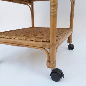 Poussette vintage en rotin naturel, chariot tressé en cannage sur roues, accessoires de photographie, décoration artistique, literie pour bébé - Product Image 4