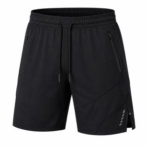 Shorts de sport pour hommes, haute qualité, 180g, en polyester tricoté, séchage rapide, respirant, taille mi-haute, avec cordon de serrage et fermeture éclair - Product Image 5