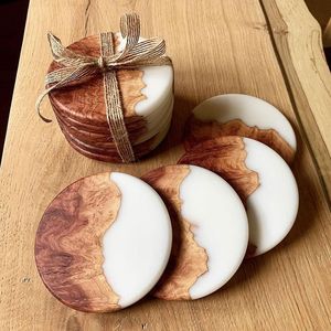 Wholesale Custom Logo Ocean Resin Wood <b>Coaster</b> Set Luxury Handmade Epoxy Beach Wave Round Wooden <b>Drink</b> <b>Coasters</b> <b>for</b> Home Bar - Product Image 5