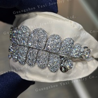 Grillz dentaire unisexe en argent S925, 100% testé au testeur de diamants, Moissanite taille brillant VVS, sertissage mosaïque étoile galaxie, micro-incrustation